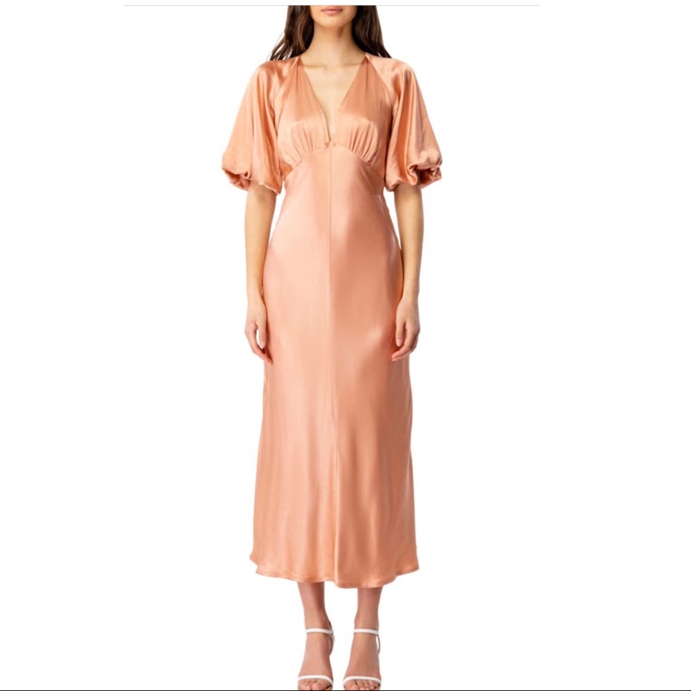 Copper Bardot Satin Dress